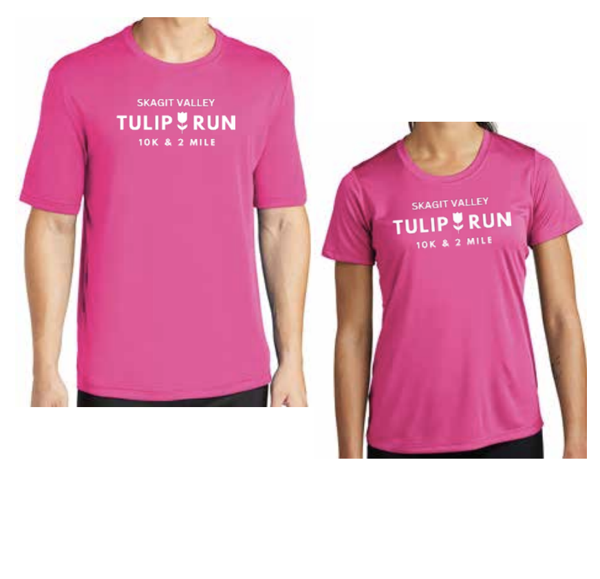Tulip Run t-shirt with logo in neon pink
